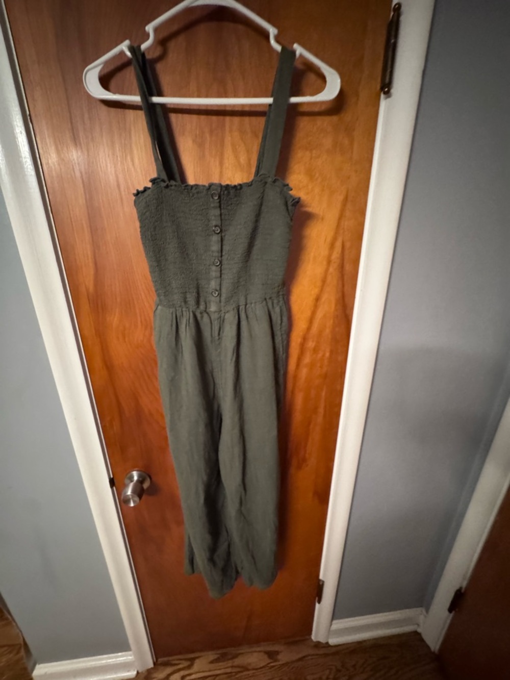 GUC Hollister Olive Green Smocked Tank Jumpsuit